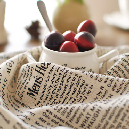 Cotton and linen retro English newspaper napkin, literary photo posing background, food photo photo background prop cloth manufacturer