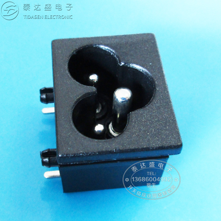 净水器电源三芯梅花型电源插座23*18两脚接地线米老鼠AC插座DB-6