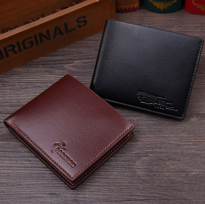 2023 new business imitation leather men's short wallet fire wallet ticket clip ten yuan shop stall supply wholesale