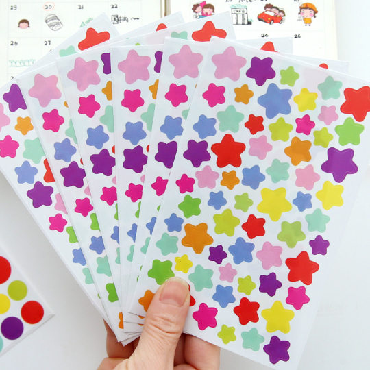 A12 Korean Love Sticker Color Dot/Love/Five Star Decorative Sticker DIY Album Rainbow Sticker