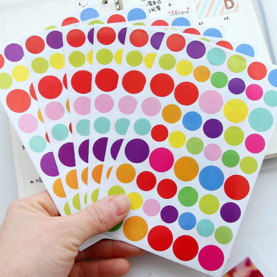 A12 Korean Love Sticker Color Dot/Love/Five Star Decorative Sticker DIY Album Rainbow Sticker