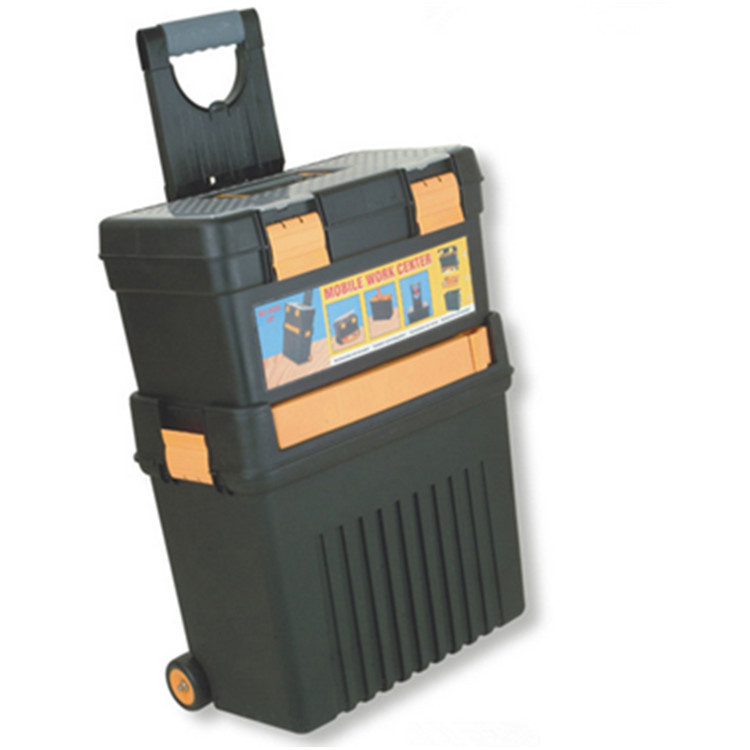 家政保洁多层塑料拉杆箱增强PP带滚轮五金工具箱美术用品工具箱