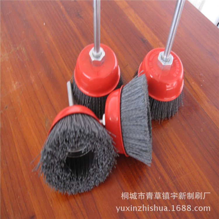 厂家直销带柄磨料丝抛光笔刷 金属表面处理研磨去毛刺碗刷