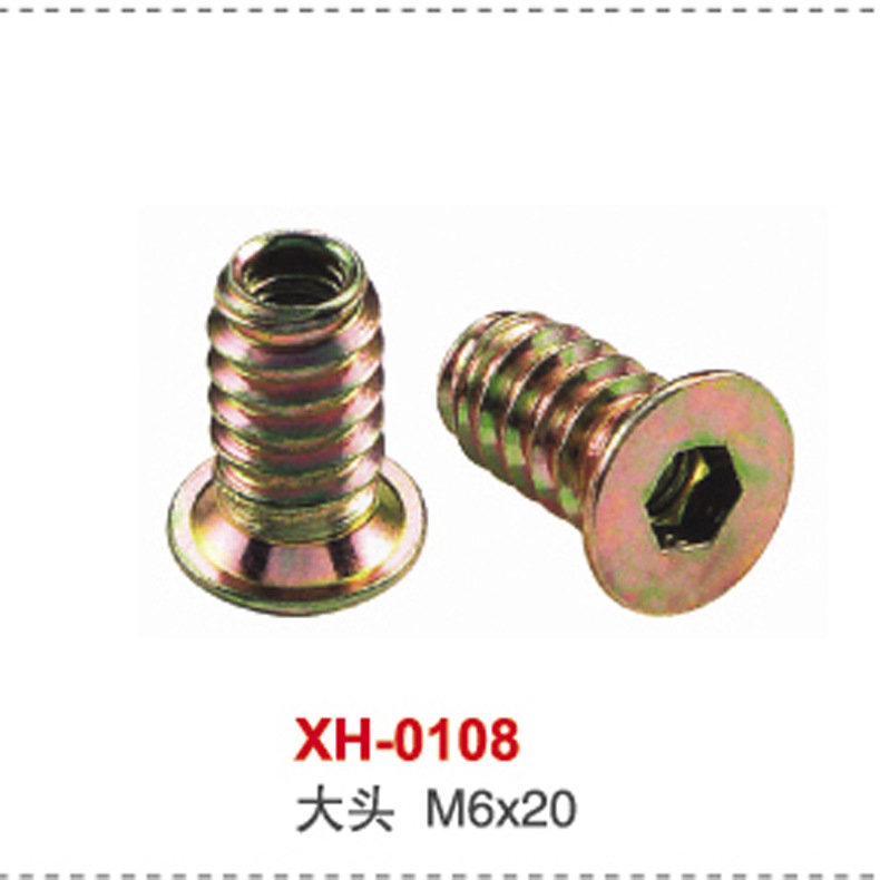 厂家直供锌合金螺母内外牙大头M6*20/25压花六角螺丝内外牙口