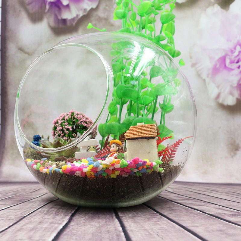 Factory Direct supply double oblique micro landscape vase ecological bottle home decoration birthday gift Valentine's Day gift