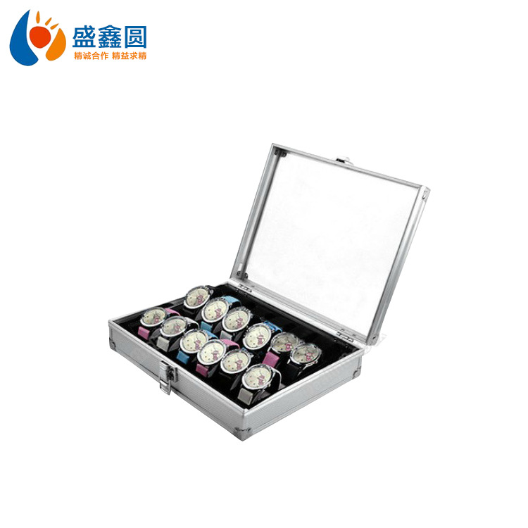 厂家新款收纳箱铝合金带锁12位手表展示箱 26*21*6.3cm迷你