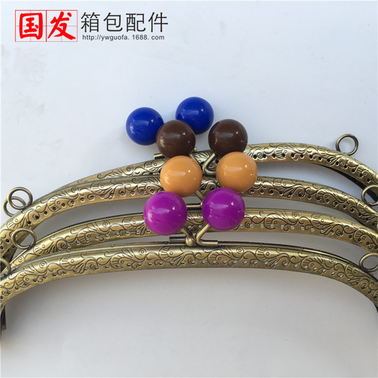 24.5CM arco dragón y flor de phoenix caramelo cabeza oro borde plano 20mm caramelo cabeza oro accesorios de bolsa 0275 - GT