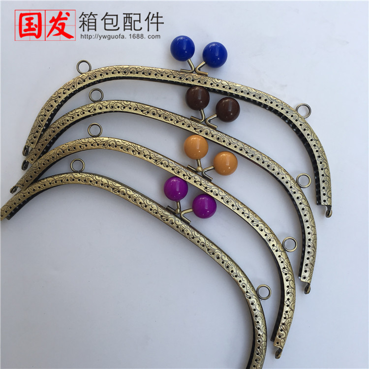 24.5CM arco dragón y flor de phoenix caramelo cabeza oro borde plano 20mm caramelo cabeza oro accesorios de bolsa 0275 - GT