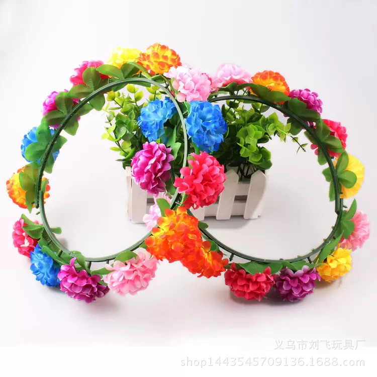 七彩花环 新娘伴娘婚纱写真头饰丁香花环 海边拍照摄影花环批发