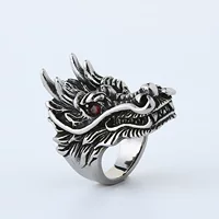 Retro Punk Dragon Ring, Stainless Steel, European Style Statement, Sizes 7–11