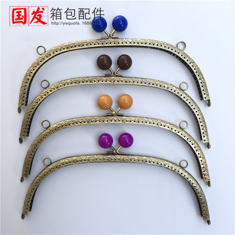 24.5CM arco dragón y flor de phoenix caramelo cabeza oro borde plano 20mm caramelo cabeza oro accesorios de bolsa 0275 - GT