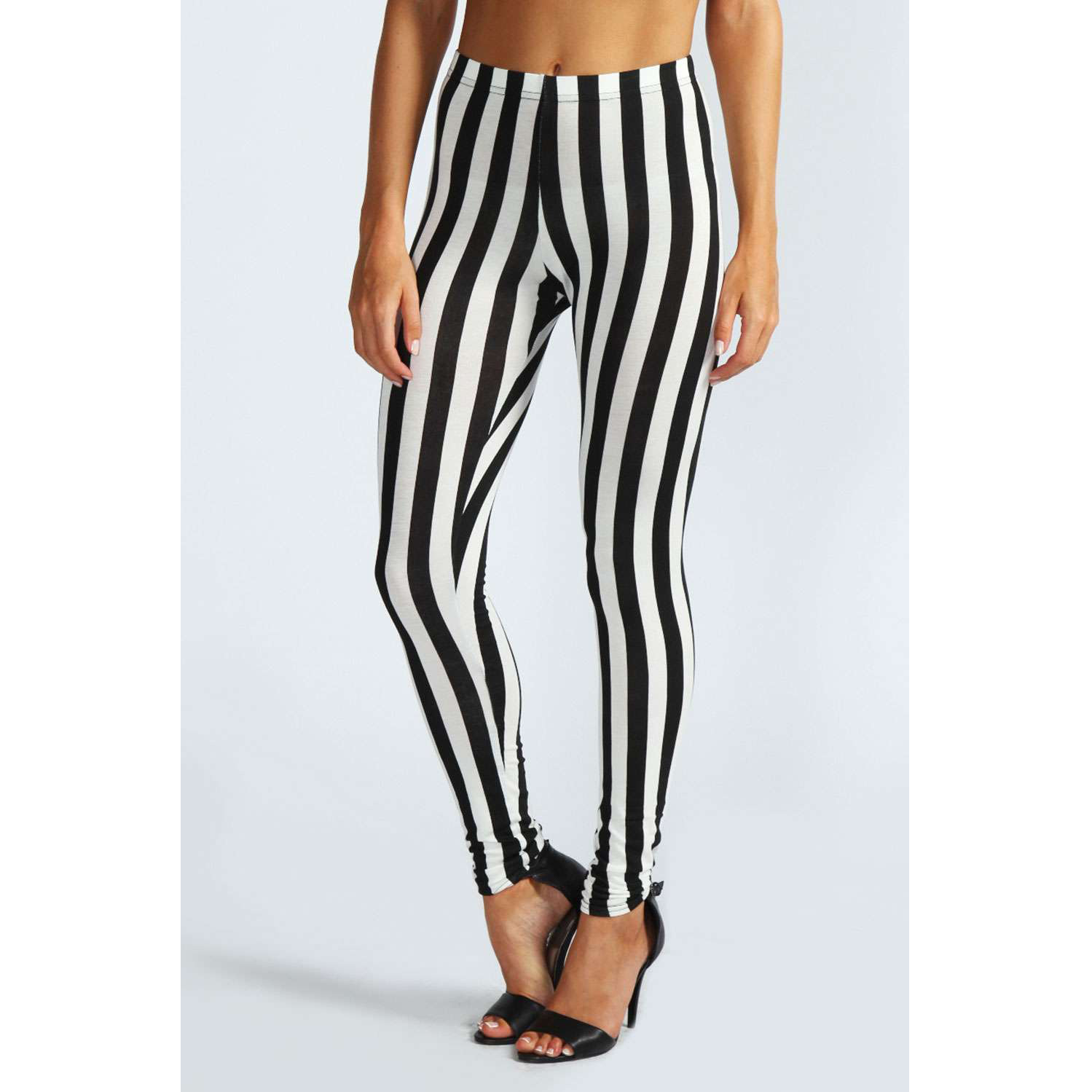Black and White Vertical Stripe Leggings Performance Pants Stage Pants Slim-Fit Stretch Yoga Sweatpants