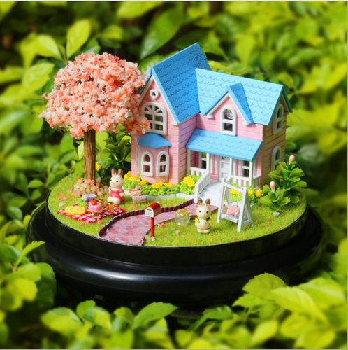 Zhiquwu DIY cabin hand-assembled around the world together series house model gift for girls