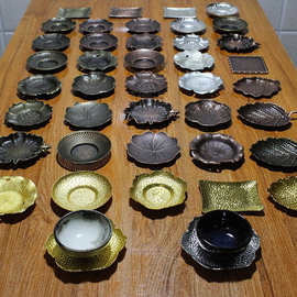 青铜纯手工铜杯托 茶托合金杯垫 茶垫 日本锡杯托 茶席 茶道零配