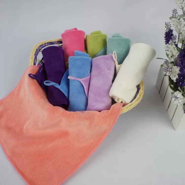 擦手巾抹布超细纤维纯色加厚方巾柔软吸水毛巾厨房巾手巾家居速干