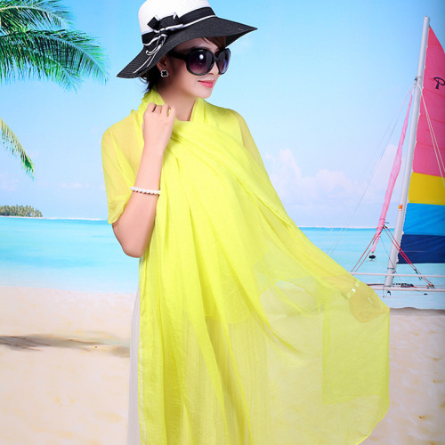 Summer new model simulated silk scarf for women sun protection shawl candy color beach towel solid color silk scarf long style manufacturer wholesale