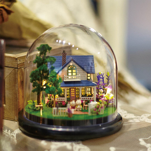 Zhiquwu DIY cabin hand-assembled around the world together series house model gift for girls