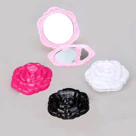 塑料玫瑰花折叠圆形魔镜化妆镜 双面立体梳妆小镜子厂家批发