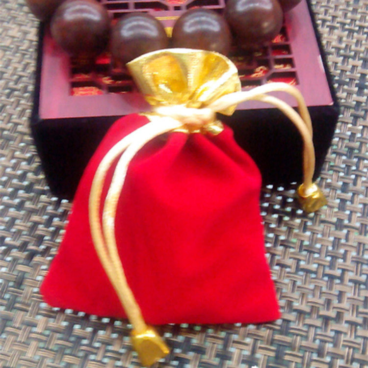 加厚柔软束口绒布袋 木佛珠手链包装袋 饰品珠宝首饰 袋金边红绒