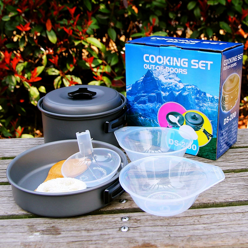 Factory outdoor coat pot wild camp sleeve cooker oxide oxide non-stick pot 1-2 people outdoor barracks cooker cooking utensils 200