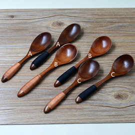 创意缠线大漆木勺搅拌勺楠木木勺 创意餐具批发