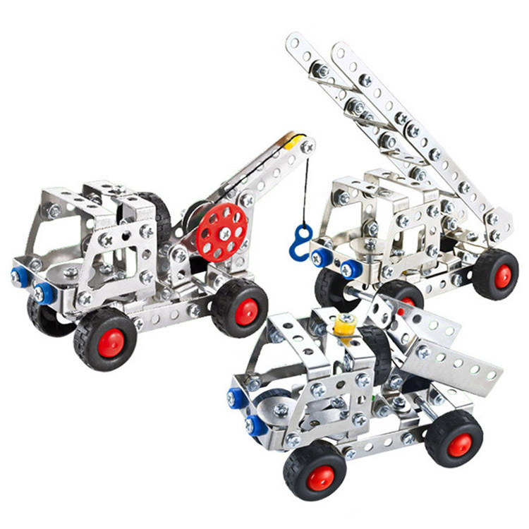供应德国金属拼装工程车合金拼装积木组装模型儿童智力玩具批发