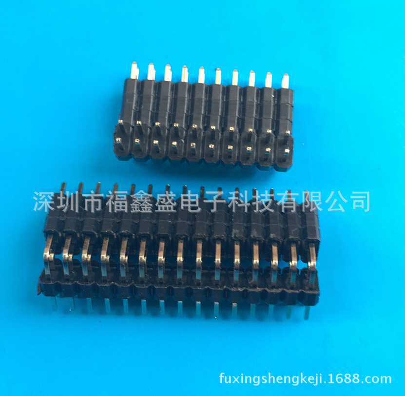 厂家直销2.54排针排母 双排 加高三层塑胶 双弯90度 1.27/2.0电子