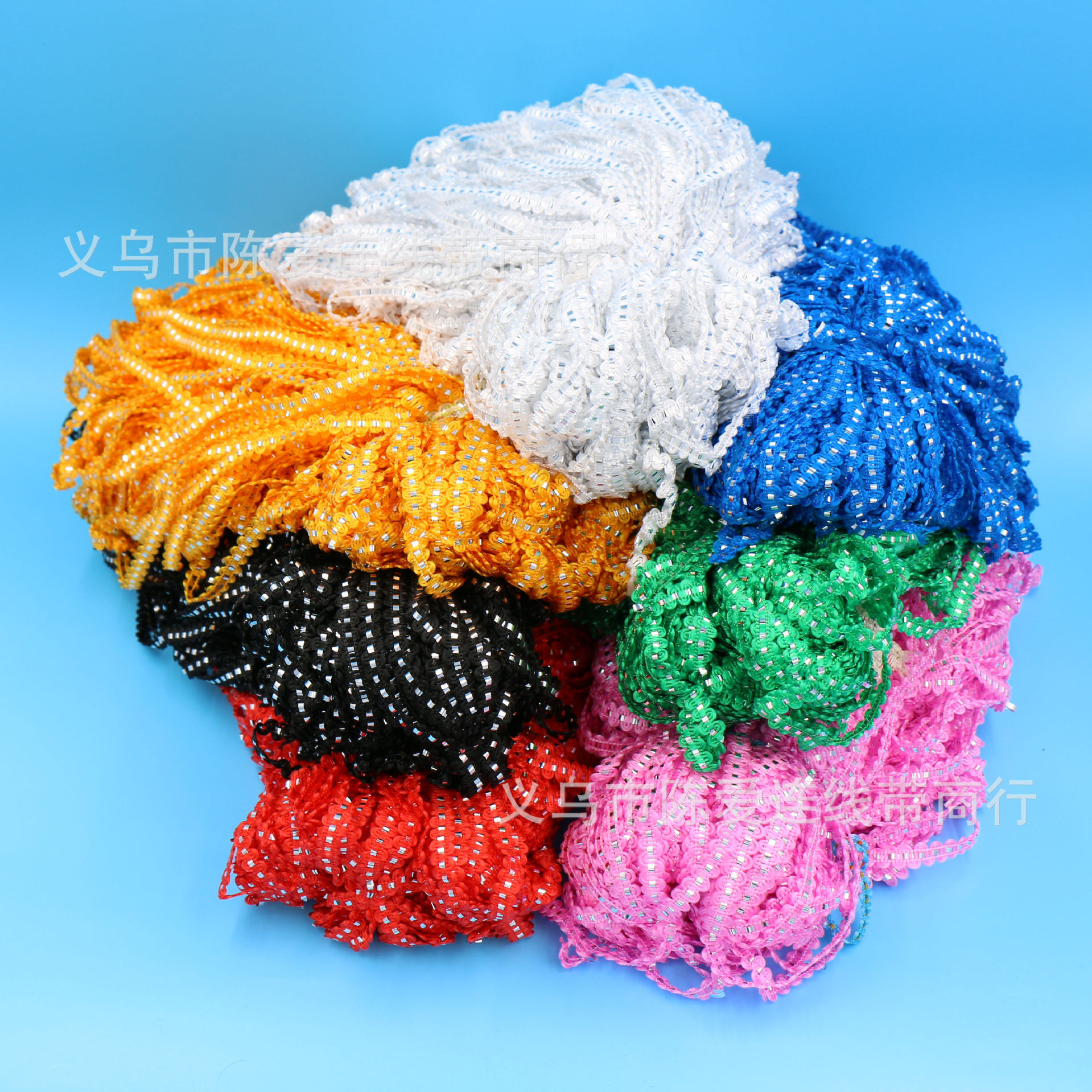 120米彩色S丝带涤纶夹银皮弯花边银皮小弯醒狮裤花边DIY曲牙花边