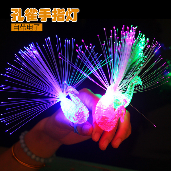 Guangdong goods luminous finger lamp color-changing peacock tail…