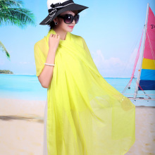 新热卖纯色百搭仿真丝巾女士纱巾防晒超大沙滩巾雪纺围巾淘宝代发