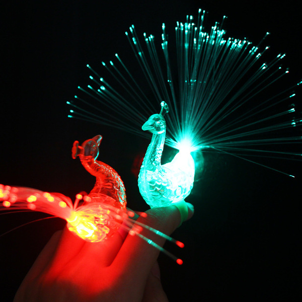 Guangdong goods luminous finger lamp color-changing peacock tail…