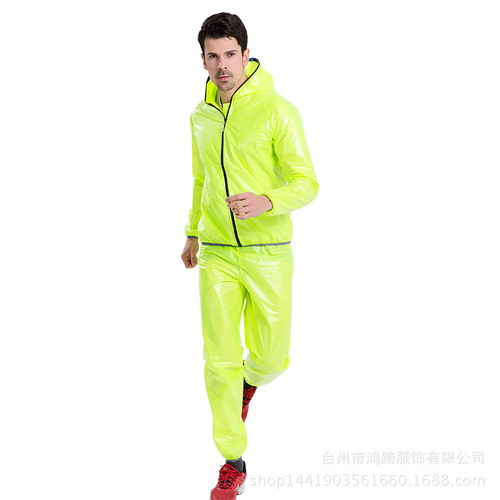 New split raincoat outdoor cycling waterproof adult reflective strips luminous raincoat and rain pants set bicycle suit
