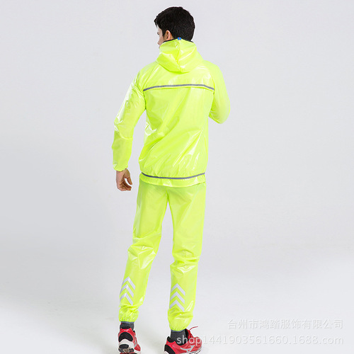 New split raincoat outdoor cycling waterproof adult reflective strips luminous raincoat and rain pants set bicycle suit