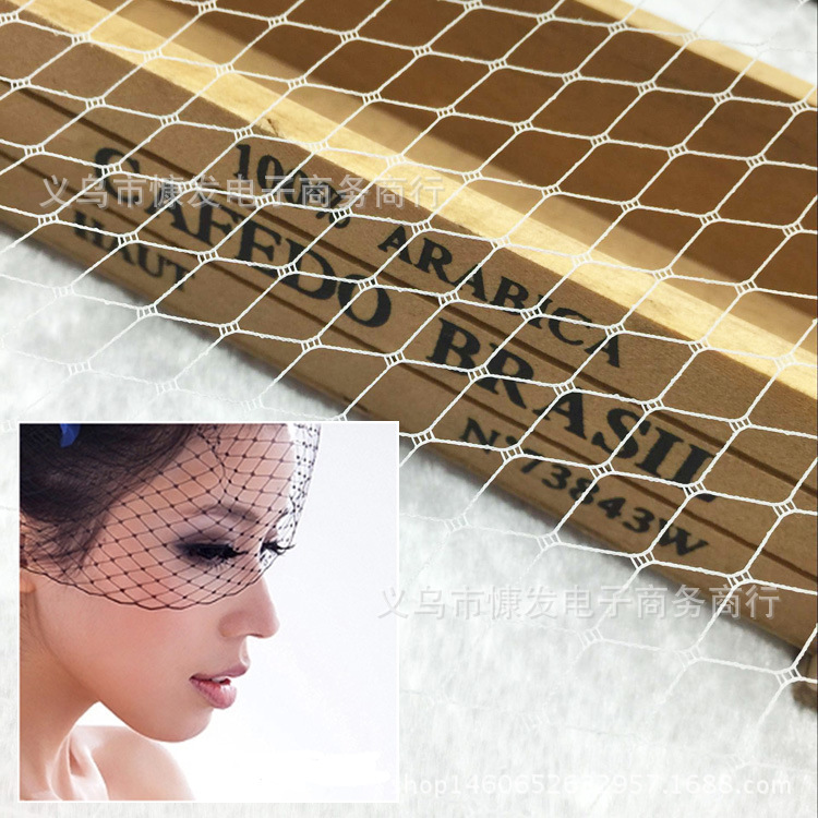 European and American Diamond large hole veil hat bride headdress hair accessories fishing net mesh mesh fabric wholesale