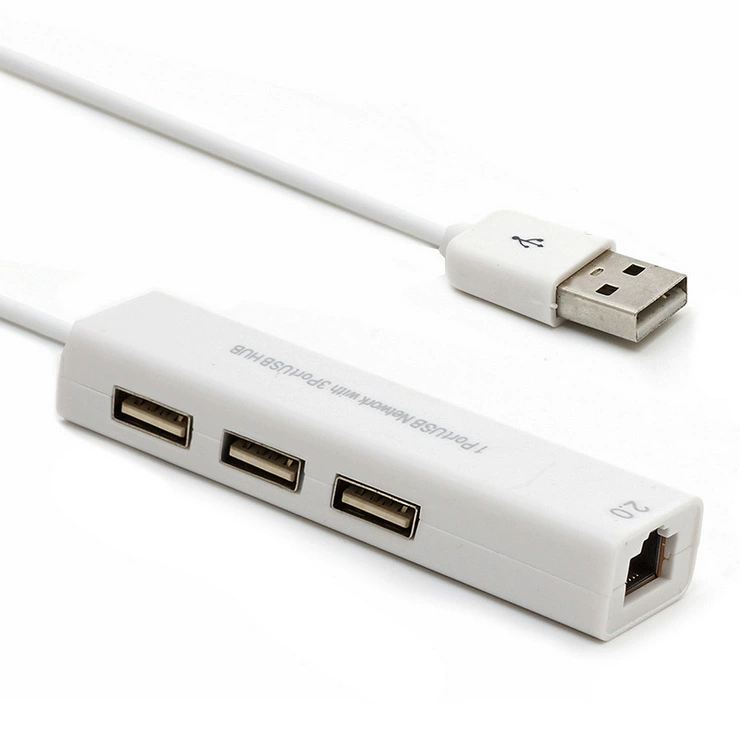 Оптовая USB сетевая карта + трехпортовый концентратор, двойной вход, одно расширение, 3 интерфейса USB, адаптер USB на RJ45