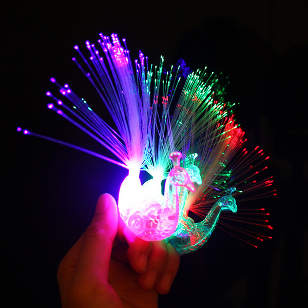 Guangdong goods luminous finger lamp color-changing peacock tail…
