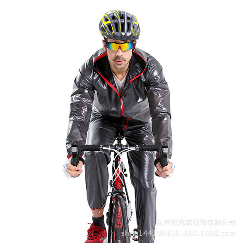 New split raincoat outdoor cycling waterproof adult reflective strips luminous raincoat and rain pants set bicycle suit