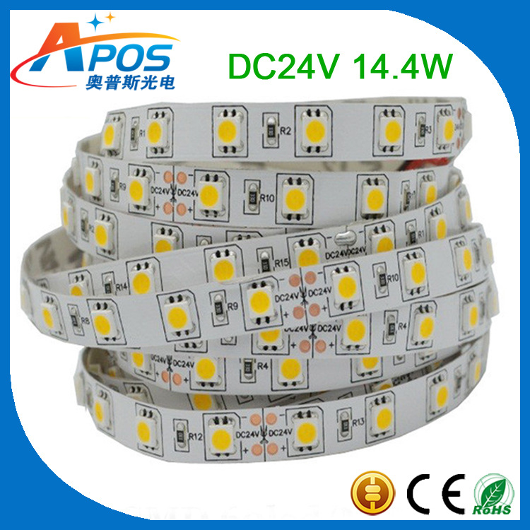 Barra de luz suave 5050 bajo voltaje 24V tira de luz suave decoración escaparate tres chips impermeable Barra de luz suave 60 cuentas/metro