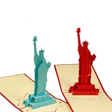 立体贺卡批发自由女神 商务印刷 一件代发 韩国创意DIY贺卡