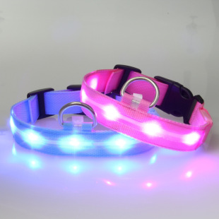 Luminous Collar Led Dog Glittering Collar High Transparent Mesh Pet Luminous Collar Small Size Dogs Adjustable