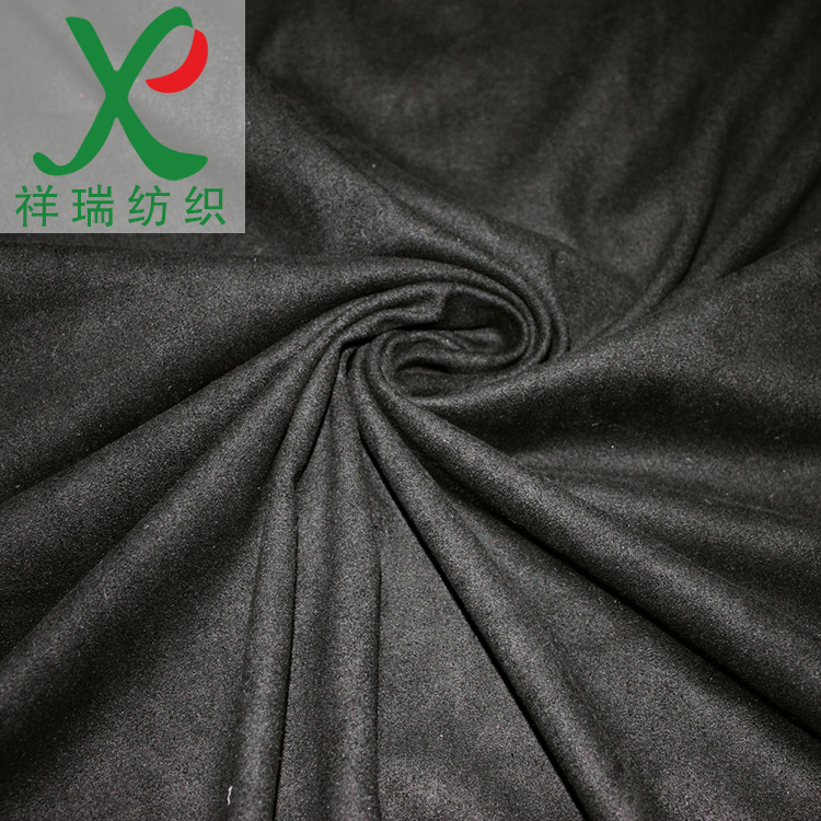 超强悬垂感 双面绒感高品质黑丝麂皮绒 空气层四面弹麂皮绒工厂