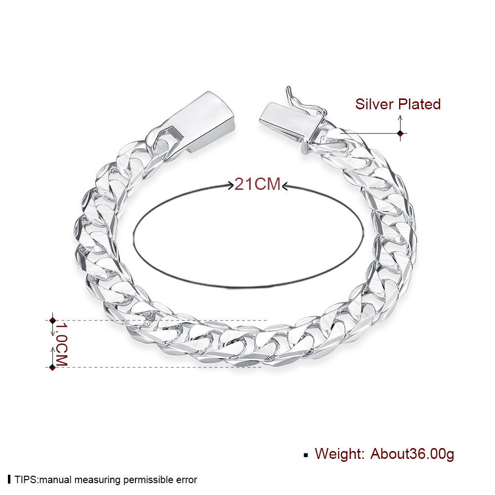 copper men's fashionable trend silver bracelet