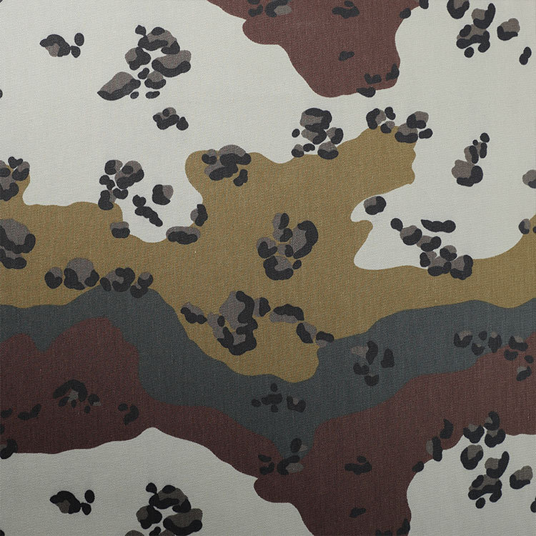 厂家直供 涤棉纱卡巧克力斑纹迷彩布六色沙漠迷彩布面料现货供应