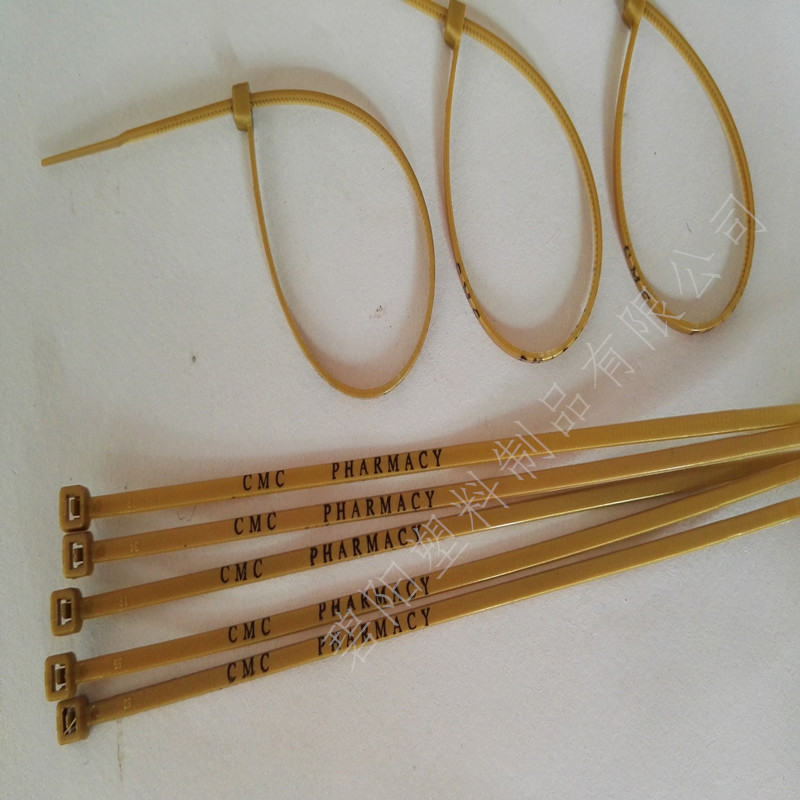 黄色印字二维码流水号logo印刷公司名称标签内容自锁尼龙pvc扎带