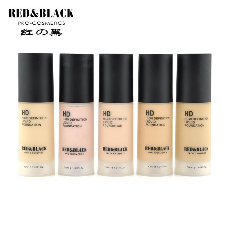 Red and black mineral liquid foundation foundation cream concealer foundation cream oil control is not easy to remove makeup dry skin oil skin matte