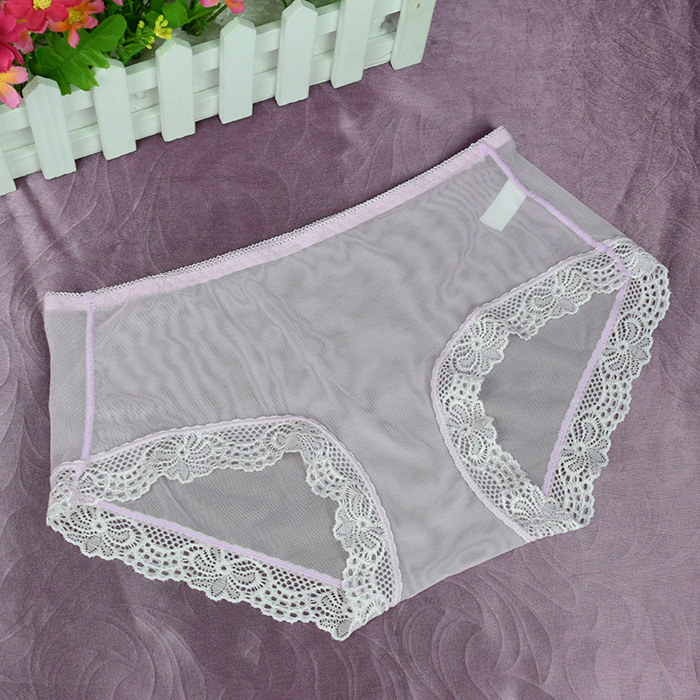 Fábrica de entrega de una pieza ropa interior de mujer ultrafina malla sexy totalmente transparente más tamaño sin costuras cintura baja Algodón puro seda de hielo