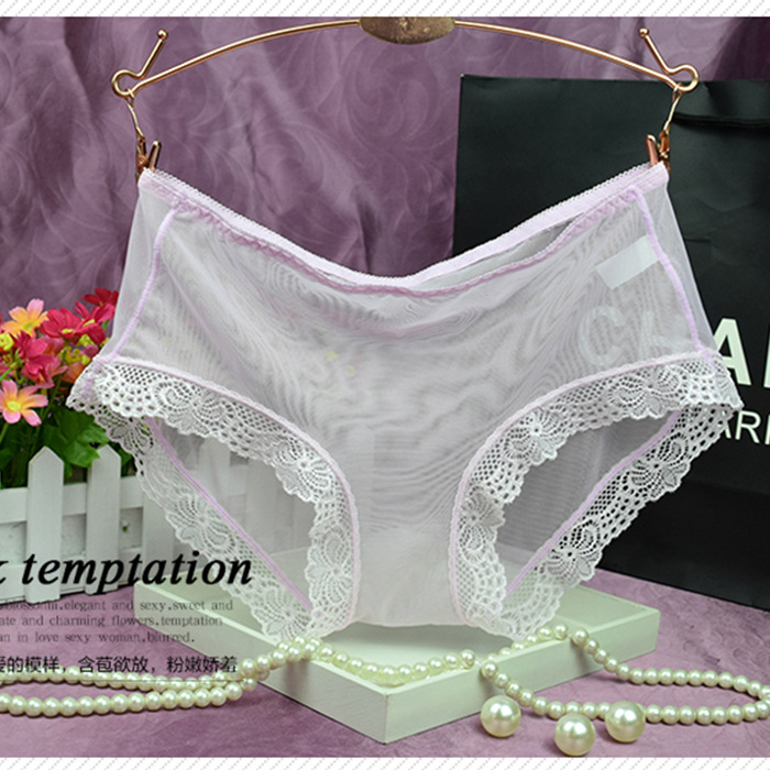 Fábrica de entrega de una pieza ropa interior de mujer ultrafina malla sexy totalmente transparente más tamaño sin costuras cintura baja Algodón puro seda de hielo