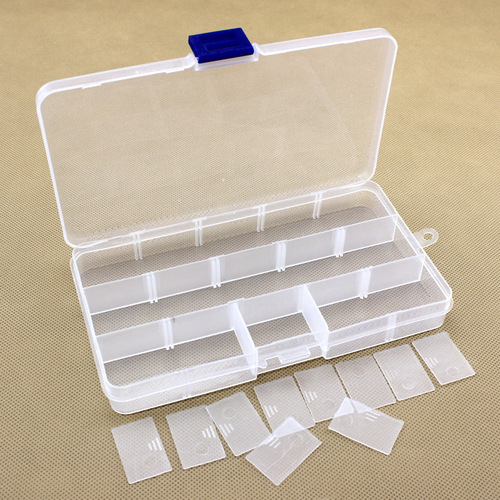 Transparent detachable small 15-grid storage box plastic box parts components fishing gear box jewelry PP packaging box