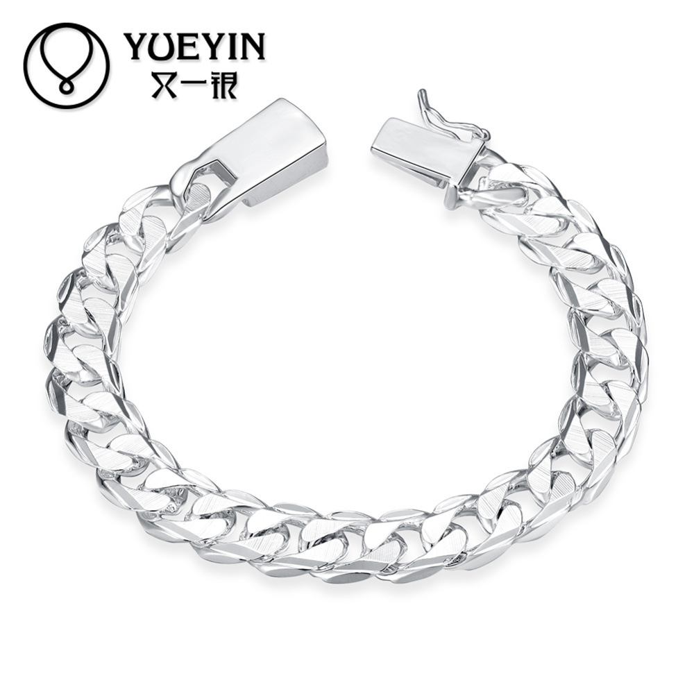 copper men's fashionable trend silver bracelet