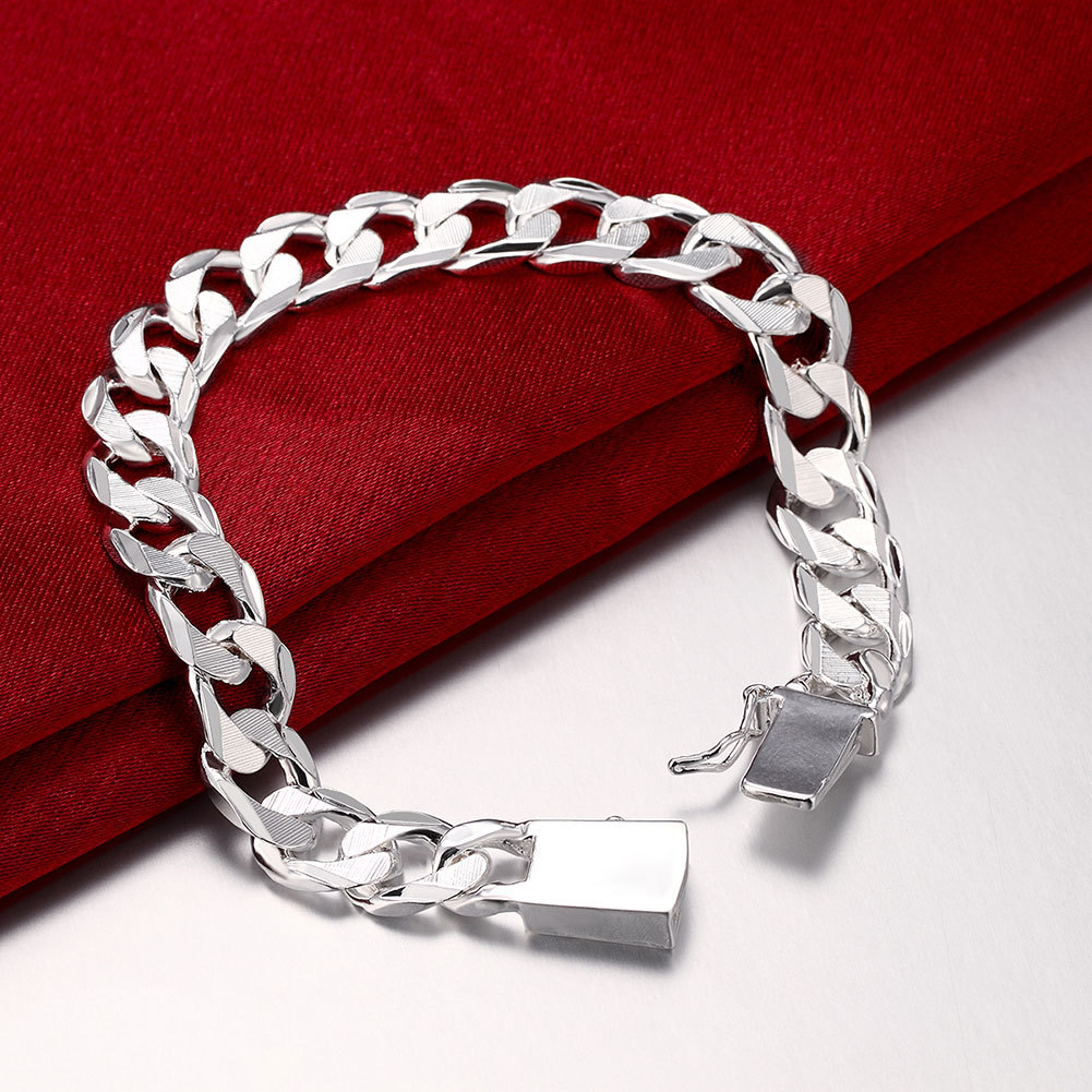 copper men's fashionable trend silver bracelet